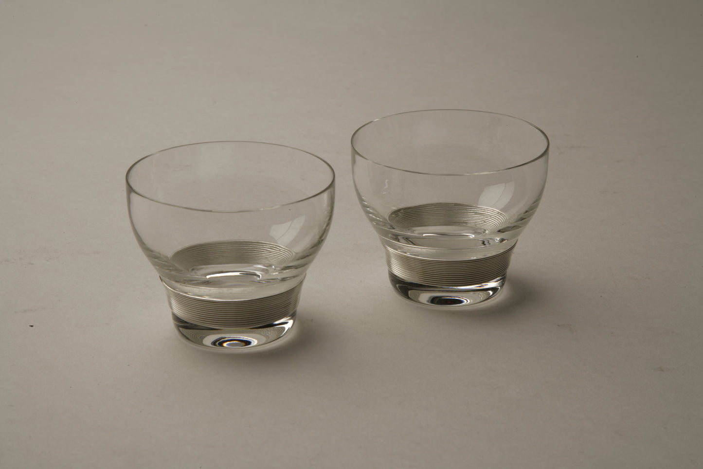 Georg Jensen Pair of  Koppel Crystal Glasses with 999 Silver Wire