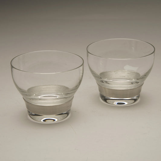 Georg Jensen Pair of  Koppel Crystal Glasses with 999 Silver Wire