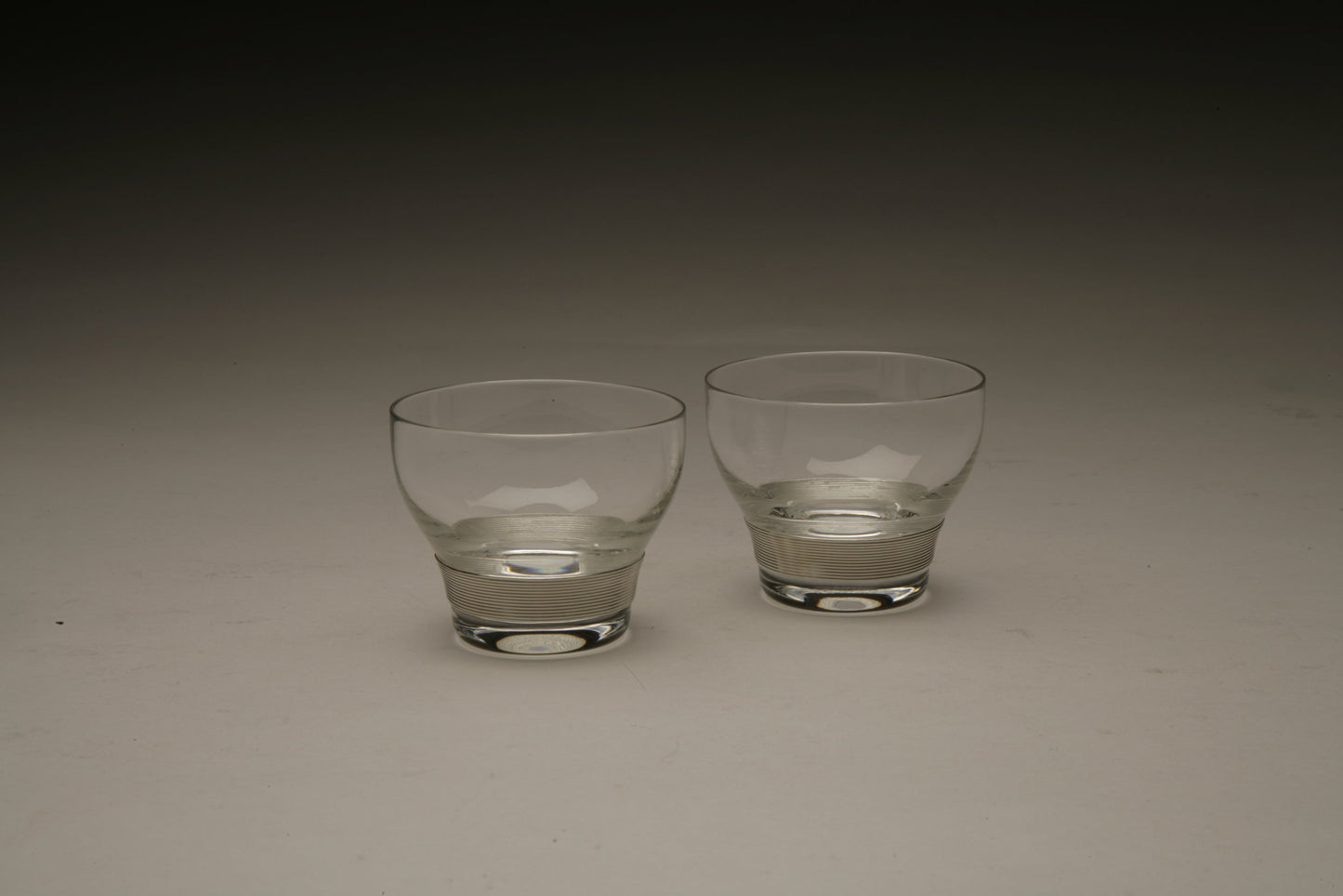 Georg Jensen Pair of  Koppel Crystal Glasses with 999 Silver Wire