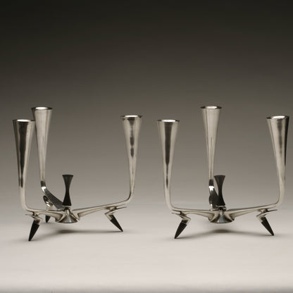 Pair of Sterling Silver Gorham Mid-Century Candelabra by Donald Colflesh "Circa 70"