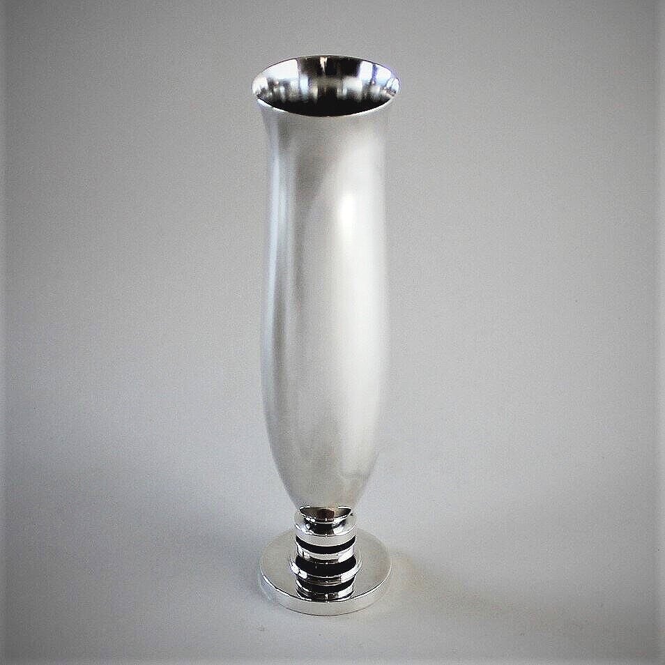 Georg Jensen Sterling Silver Pyramid Bud Vase, No.750 by Harald Nielsen