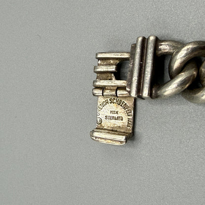 Estate Sterling Silver Curb Chain Identity Bracelet by Brenda Schoenfeld