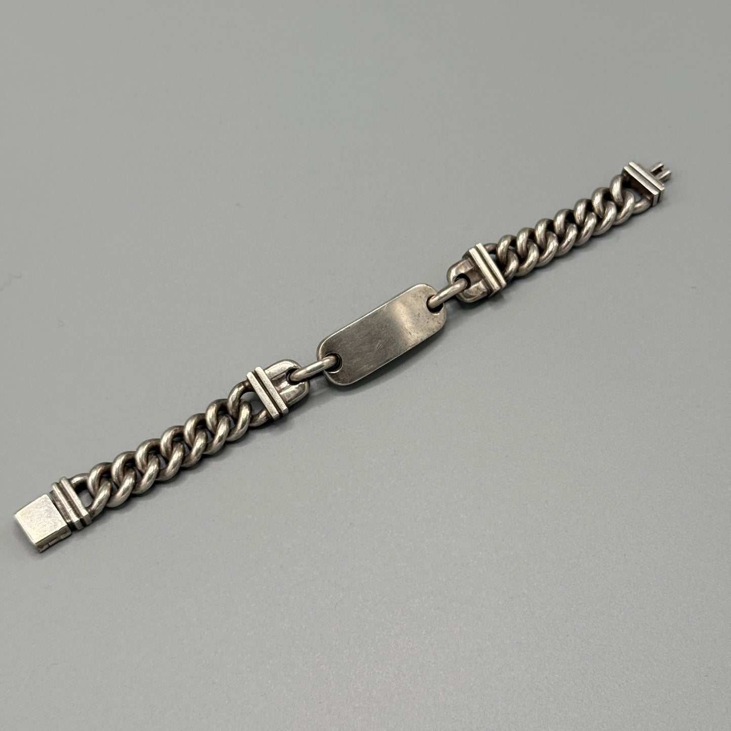 Estate Sterling Silver Curb Chain Identity Bracelet by Brenda Schoenfeld