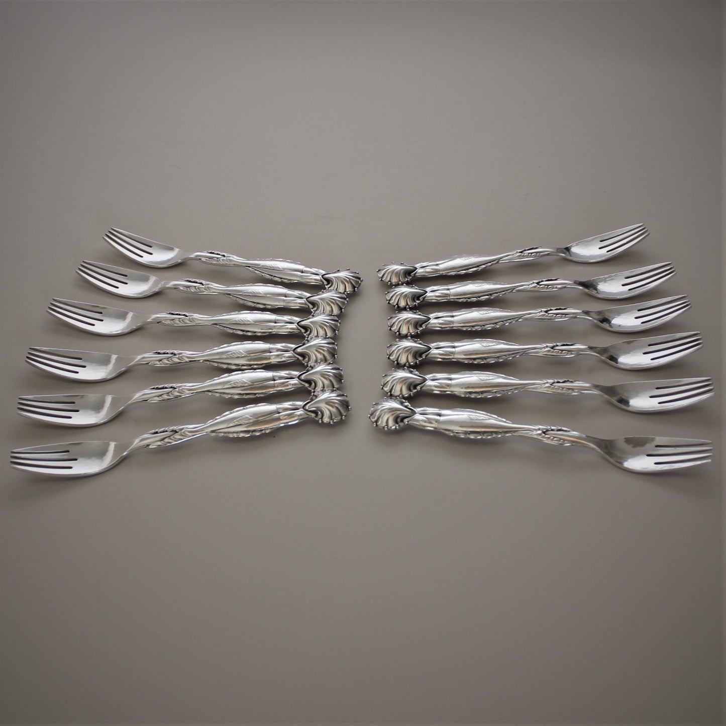 Estate Georg Jensen Sterling Silver No.55 Complete Fish Service Set for 12 persons