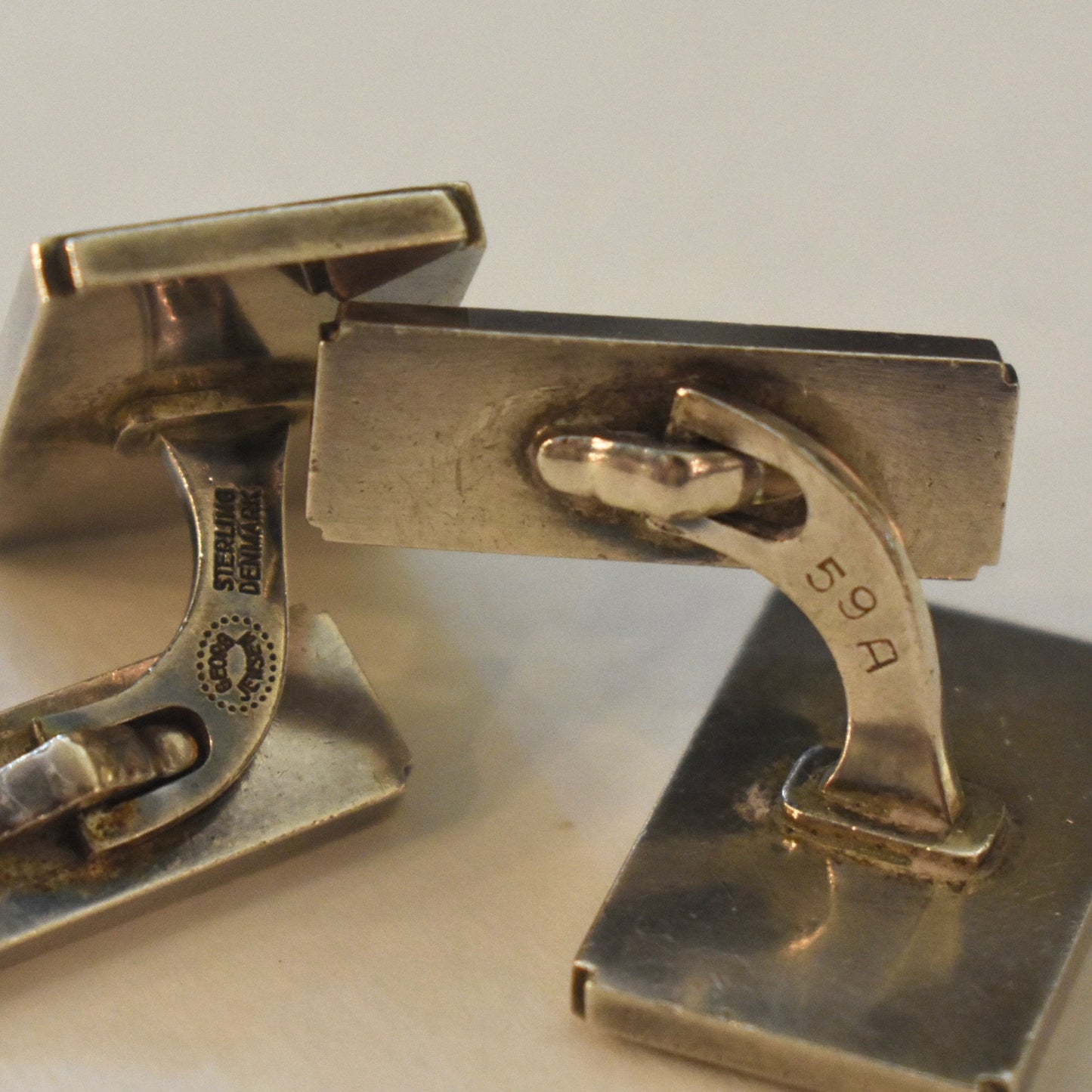 Estate Georg Jensen Sterling Silver and Gold Cufflinks by Henry Pilstrup No. 59A