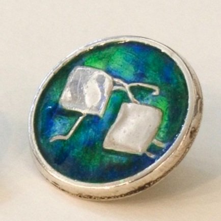 Estate Liberty and Co. Birmingham Sterling Silver and Turquoise Segment Enamel "Kites" Cufflinks by CYMRIC