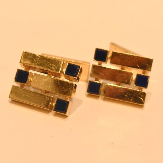 Estate Georg Jensen 18 kt. Gold Cufflink with Lapis Lazuli, Design 7