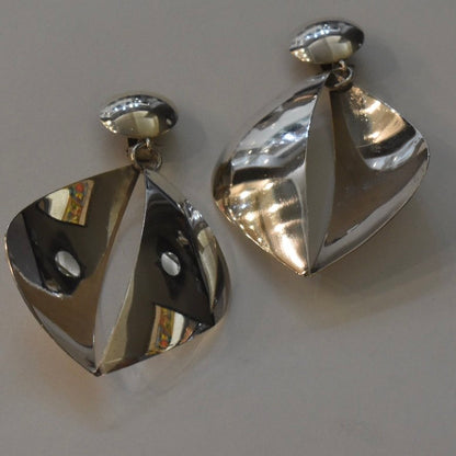 Estate Georg Jensen Sterling Silver Bold Dangle Diamond-Shaped Earrings by Nanna Ditzel No 380A