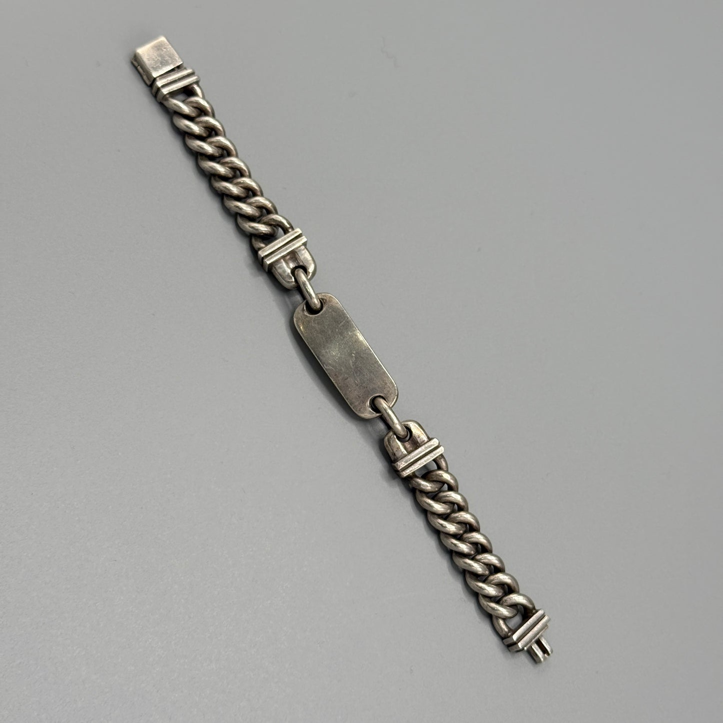 Estate Sterling Silver Curb Chain Identity Bracelet by Brenda Schoenfeld