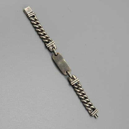 Estate Sterling Silver Curb Chain Identity Bracelet by Brenda Schoenfeld