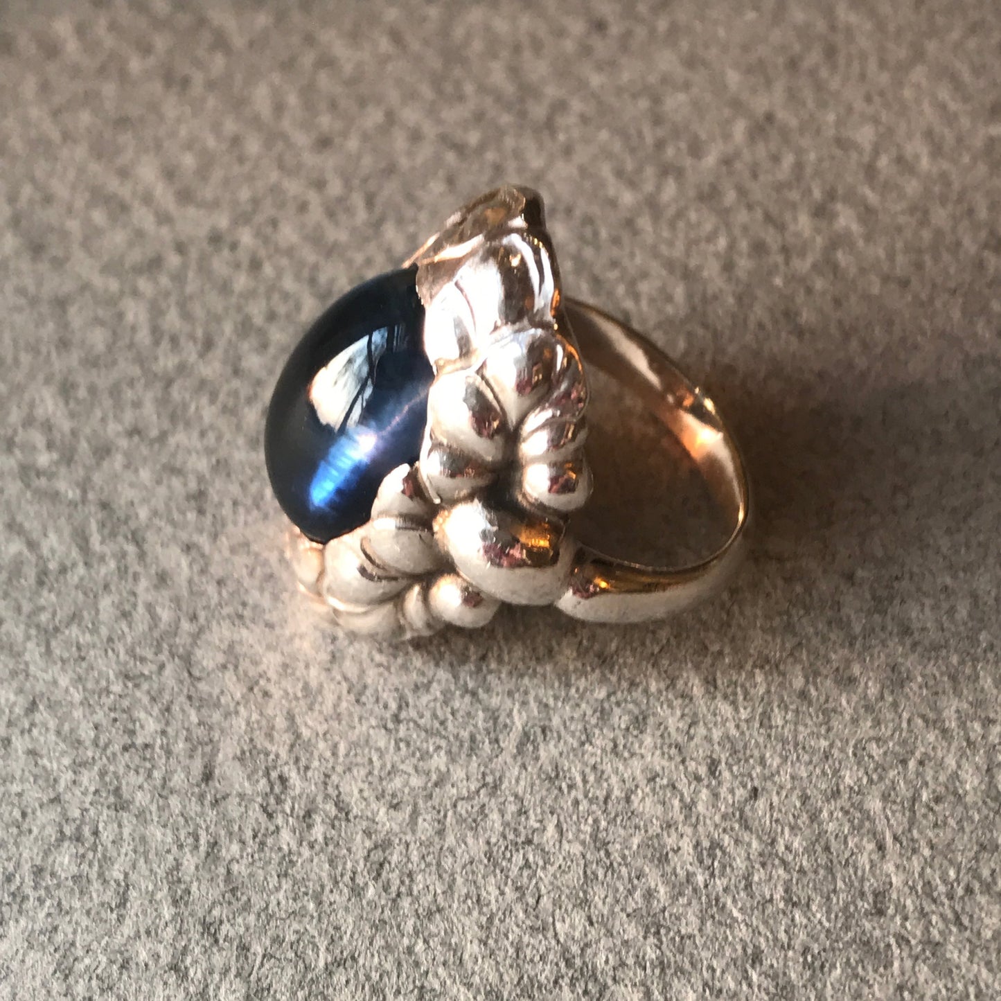 Georg Jensen Sterling Silver Ring No. 11 with Synthetic Sapphire