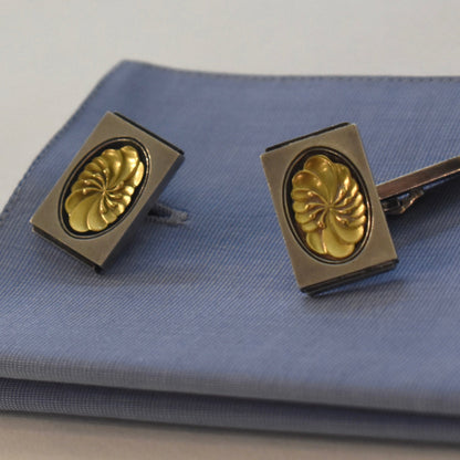 Estate Georg Jensen Sterling Silver and Gold Cufflinks by Henry Pilstrup No. 59A