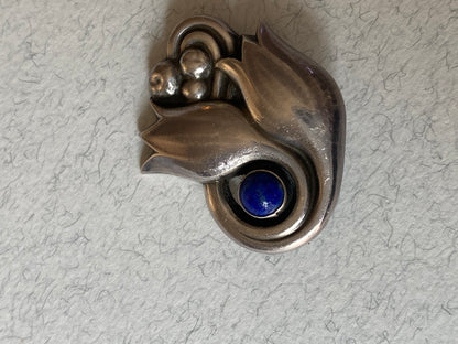 Georg Jensen Sterling Brooch with Lapis, Design No. 100A