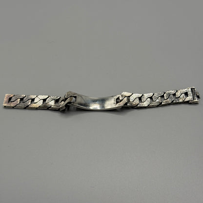 Estate Sterling Silver Brushed Curb Chain Identity Bracelet