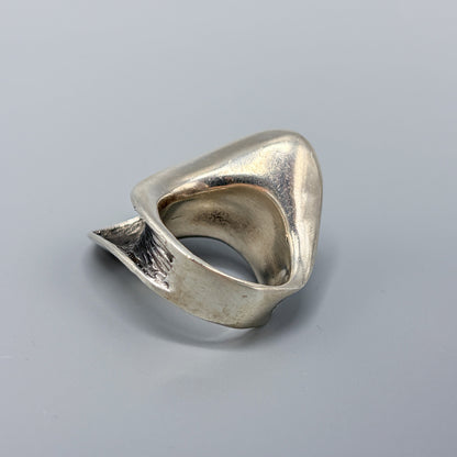 Estate Sterling Silver Two Toned Wave Ring