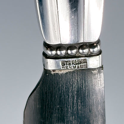 Estate Georg Jensen Sterling Silver "Acorn" Caviar Server with Buffalo Horn Blade