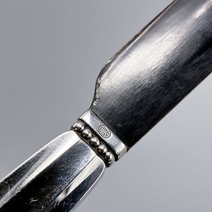 Estate Georg Jensen Sterling Silver "Acorn" Caviar Server with Buffalo Horn Blade