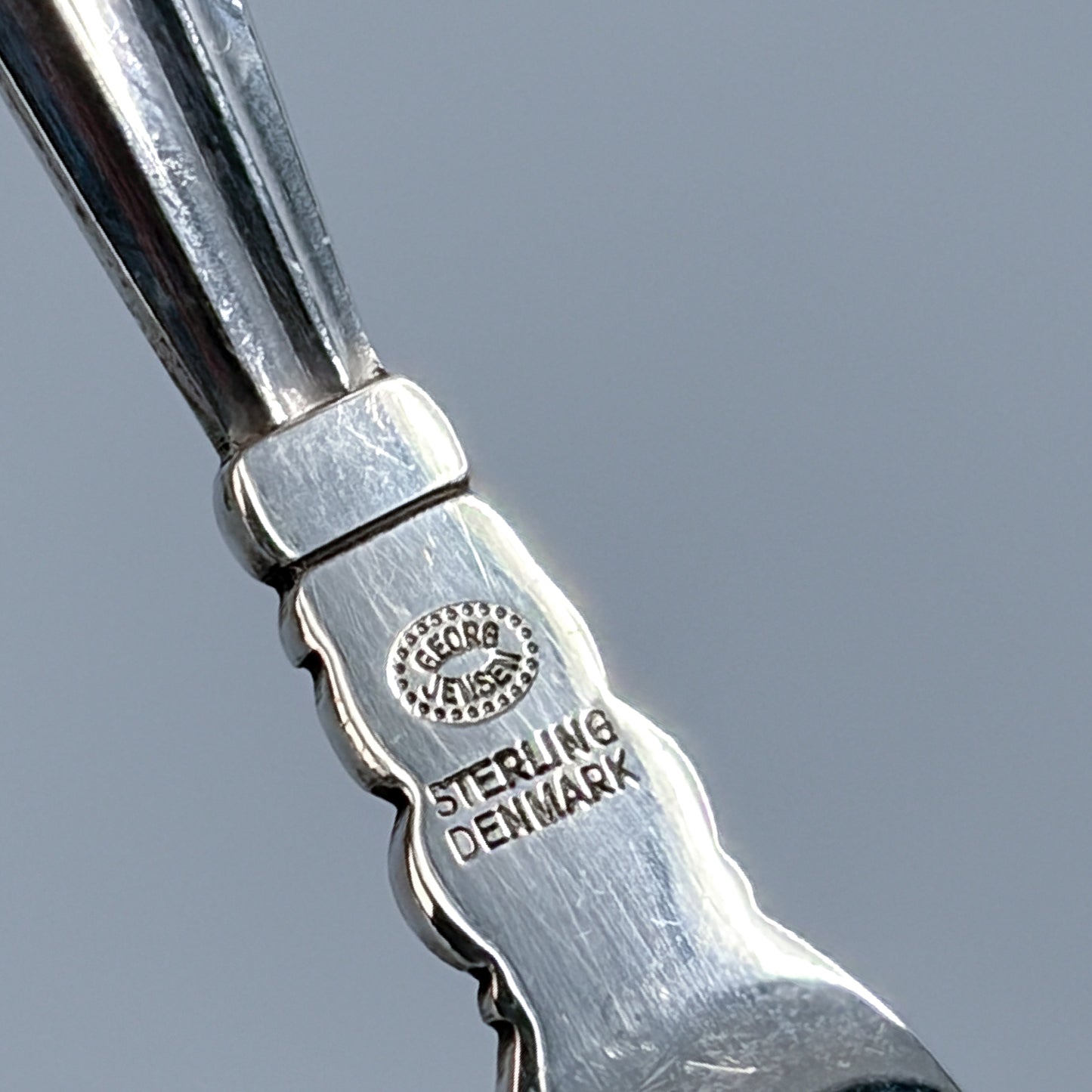 Estate Georg Jensen Sterling Silver "Acorn" Caviar Server with Buffalo Horn Blade