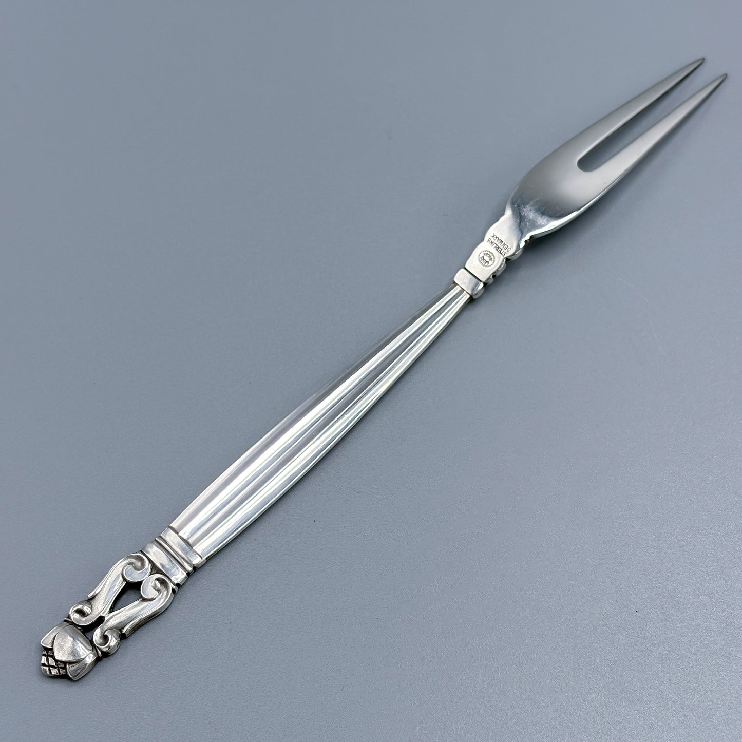 Estate Georg Jensen Sterling Silver "Acorn" Small Two Tine Cold Meat Fork