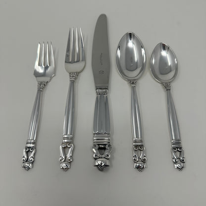 Estate Georg Jensen Sterling Silver Flatware in the "Acorn" Pattern 44 pieces