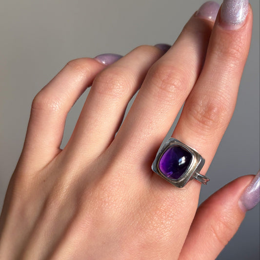 Estate Bent Knudsen Sterling Silver with Amethyst Ring