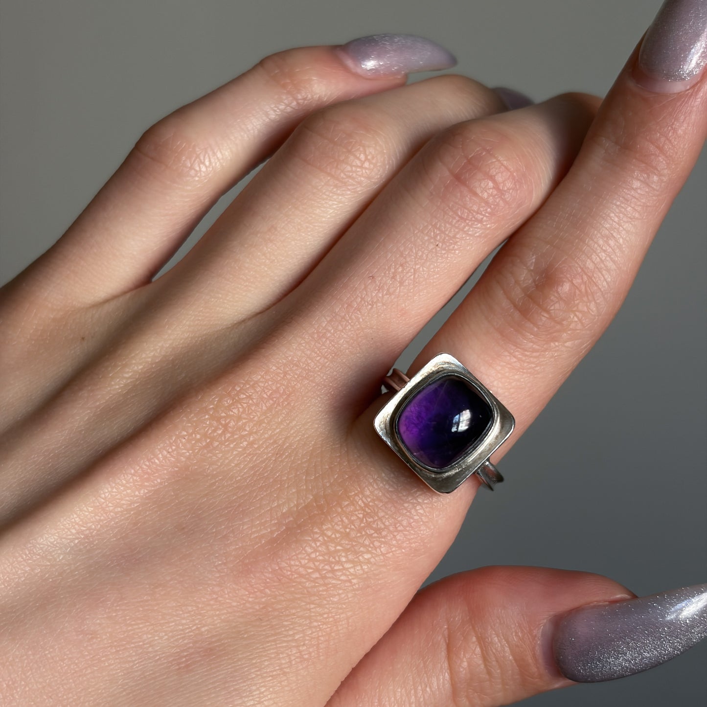 Estate Bent Knudsen Sterling Silver with Amethyst Ring