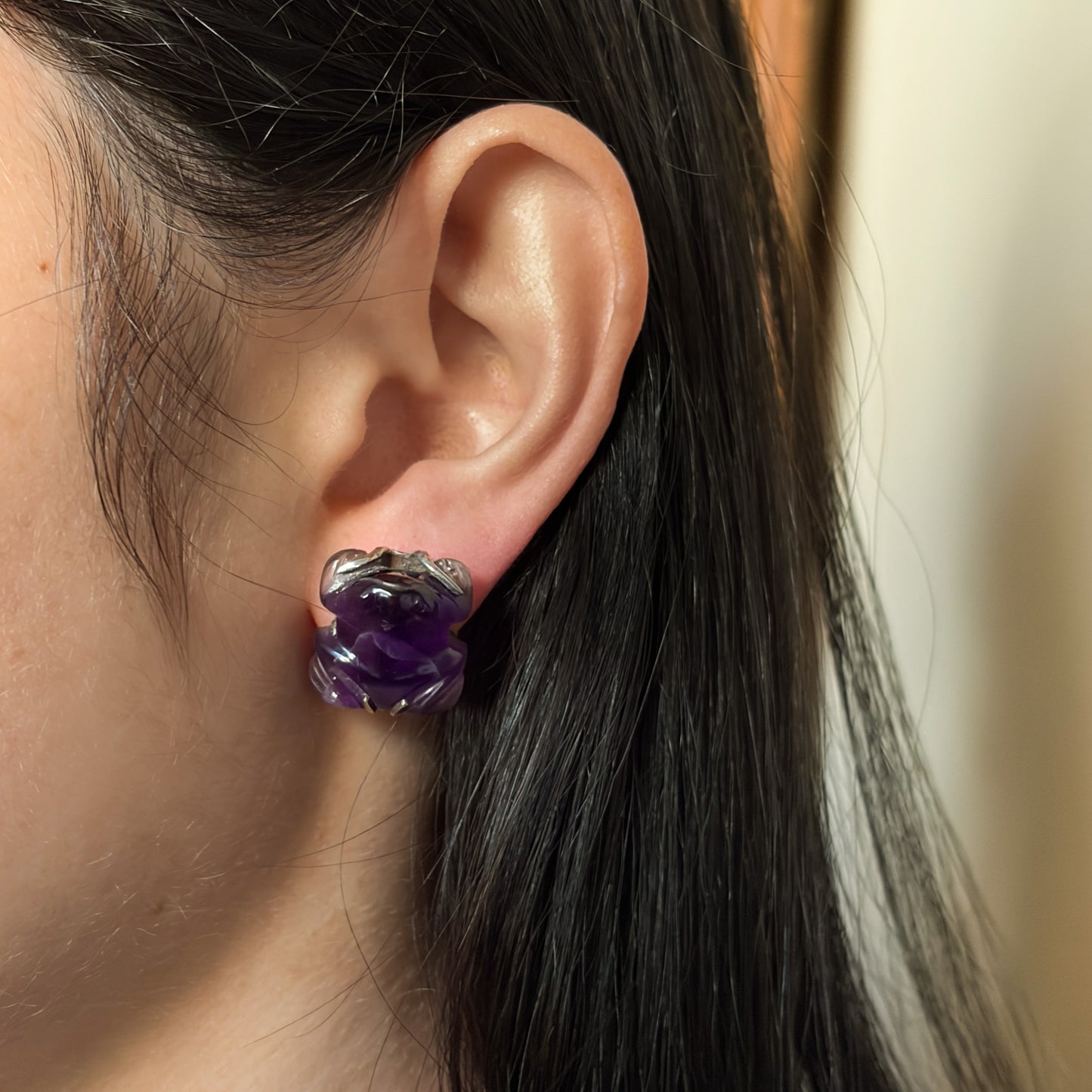 William Spratling Sterling Silver and Amethyst Earrings