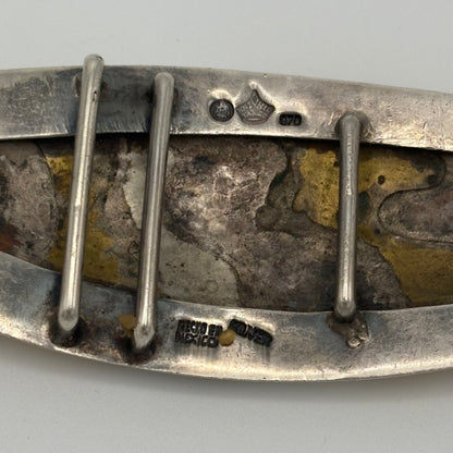 Estate XL 970 Silver Heavy MultiMetal Fish Belt Buckle by Antonio Pinneda  - Entirely Handmade