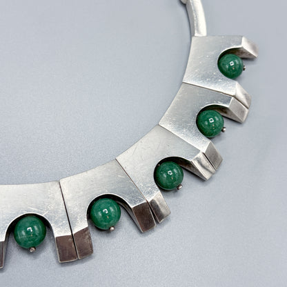 Estate Antonio Pineda 970 Silver Necklace with Aventurine Beads