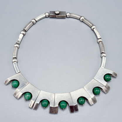 Estate Antonio Pineda 970 Silver Necklace with Aventurine Beads