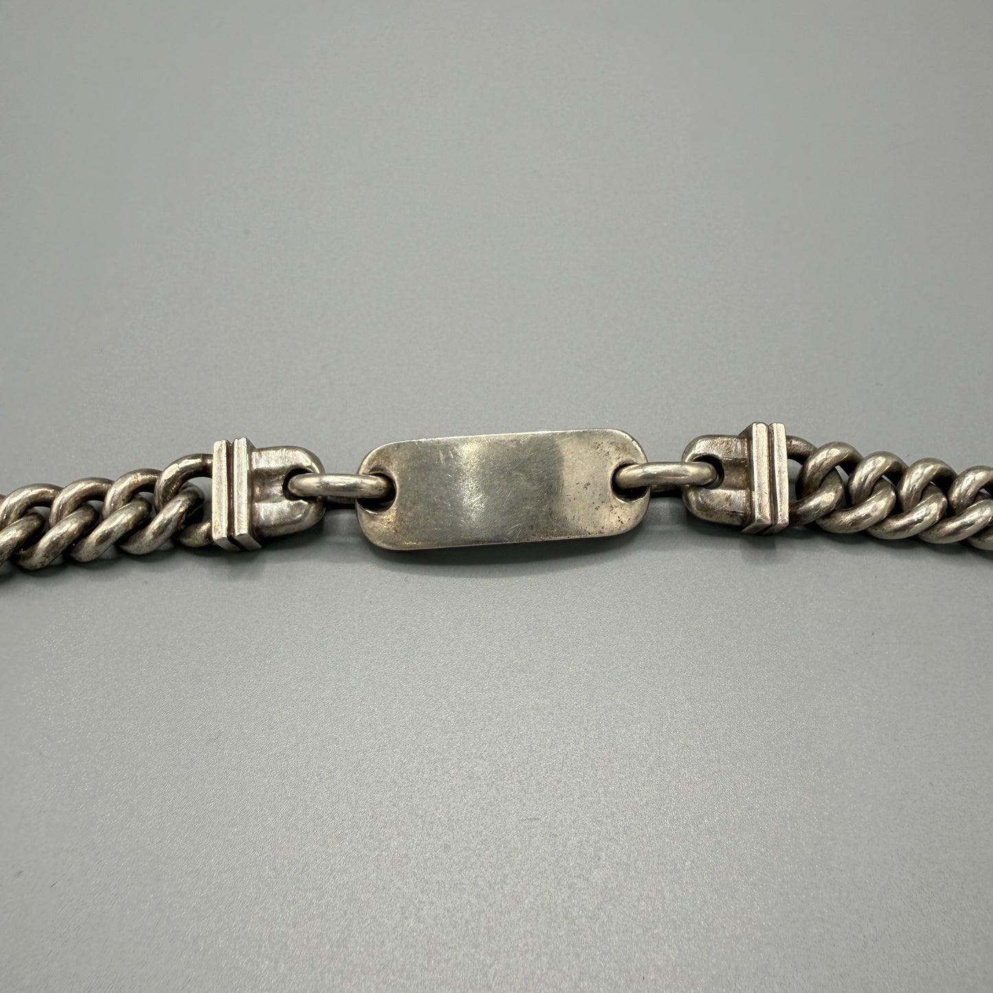 Estate Sterling Silver Curb Chain Identity Bracelet by Brenda Schoenfeld