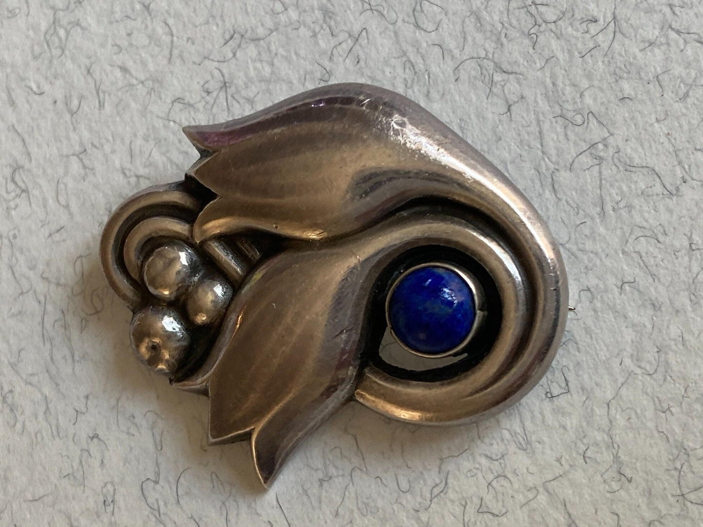 Georg Jensen Sterling Brooch with Lapis, Design No. 100A