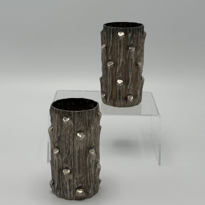 Estate Sterling Silver Bark Mini Vases by Thomas Janna