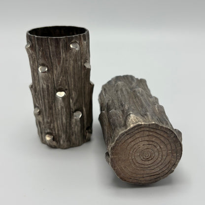 Estate Sterling Silver Bark Mini Vases by Thomas Janna