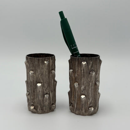 Estate Sterling Silver Bark Mini Vases by Thomas Janna