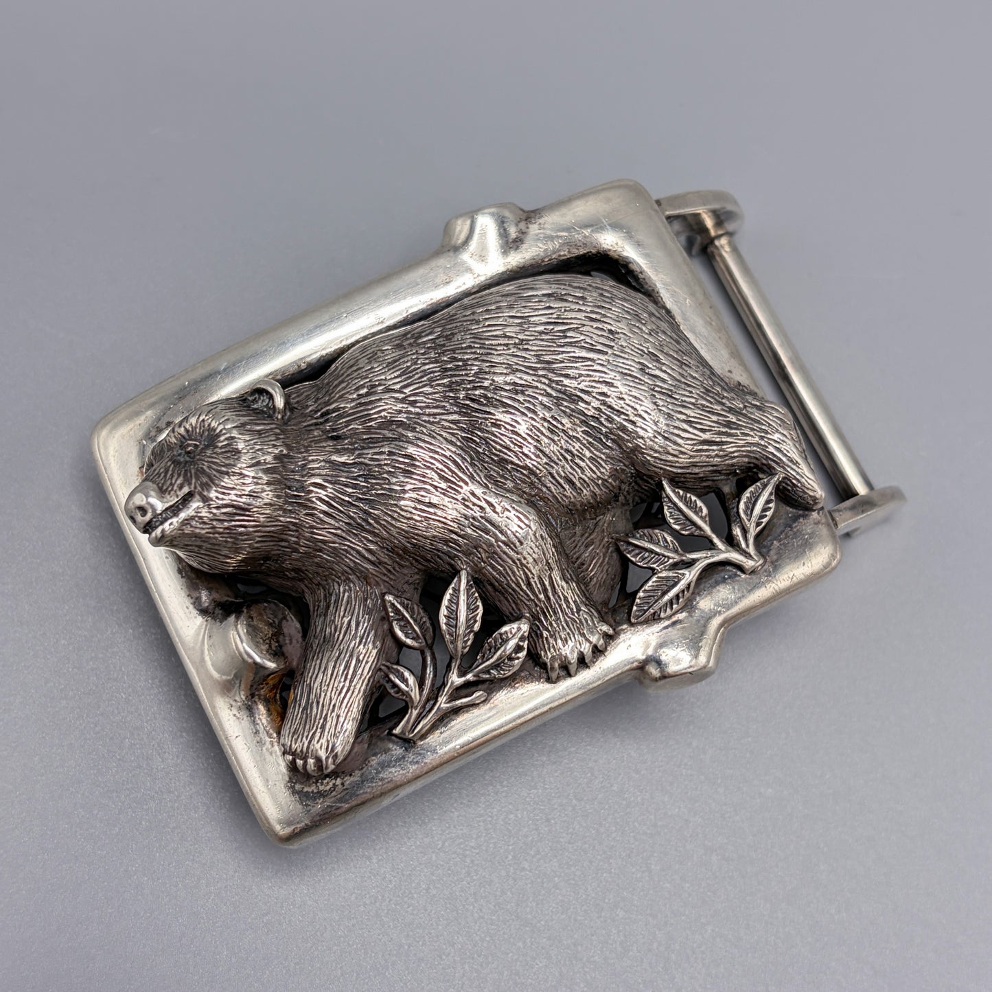 Estate Sterling Silver Bear Buckle by B.Kieselstein Cord