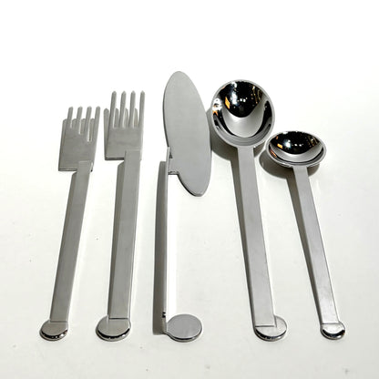 Estate Bissell & Wilhite Co. Stainless Steel Flatware in the "XUM" Pattern by Robert Wilhite Service of 12 (65 Pieces)