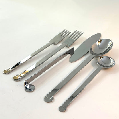 Estate Bissell & Wilhite Co. Stainless Steel Flatware in the "XUM" Pattern by Robert Wilhite Service of 12 (65 Pieces)