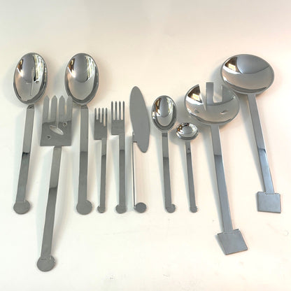 Estate Bissell & Wilhite Co. Stainless Steel Flatware in the "XUM" Pattern by Robert Wilhite Service of 12 (65 Pieces)