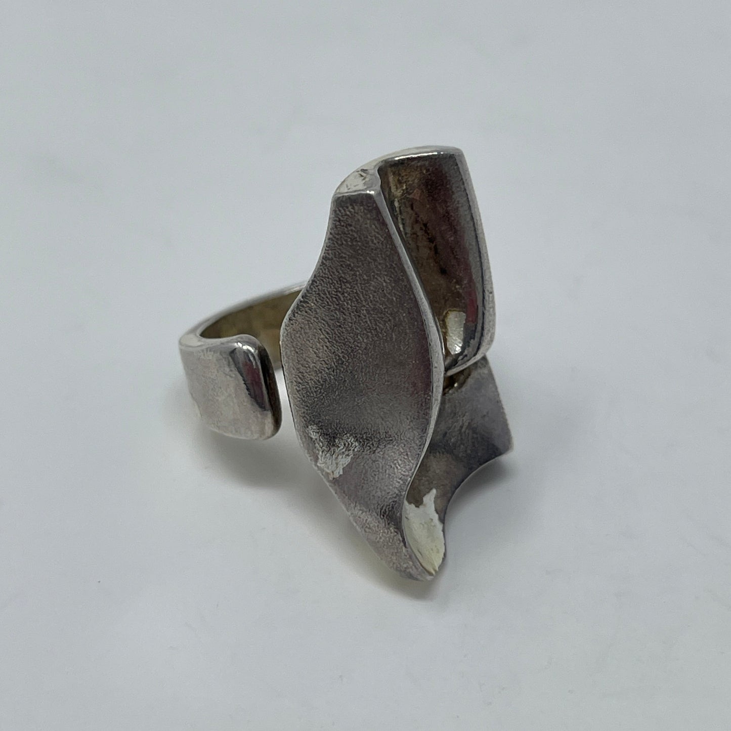 Estate Sterling Silver Lapponia Large Open-ended Abstract Ring by Björn Weckström
