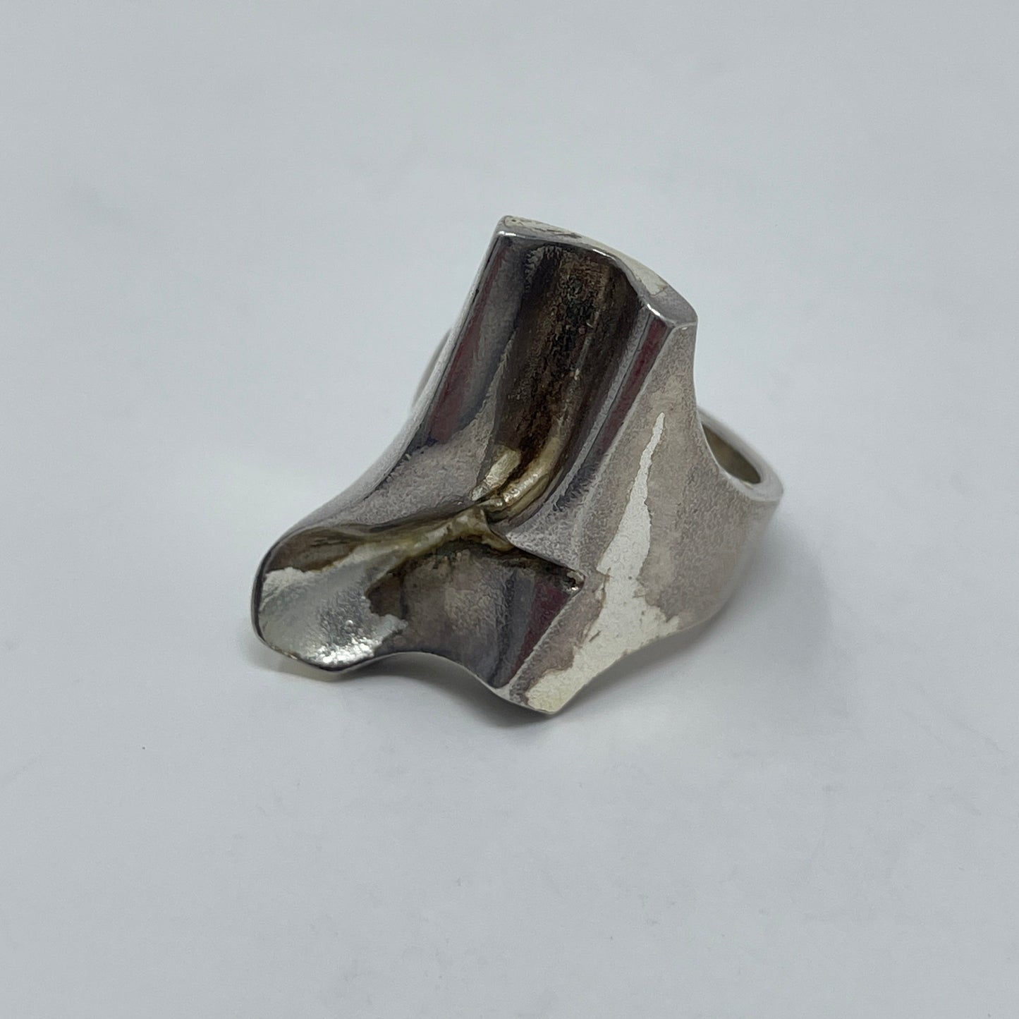 Estate Sterling Silver Lapponia Large Open-ended Abstract Ring by Björn Weckström