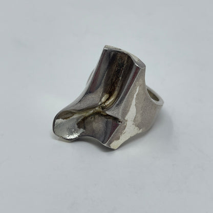 Estate Sterling Silver Lapponia Large Open-ended Abstract Ring by Björn Weckström