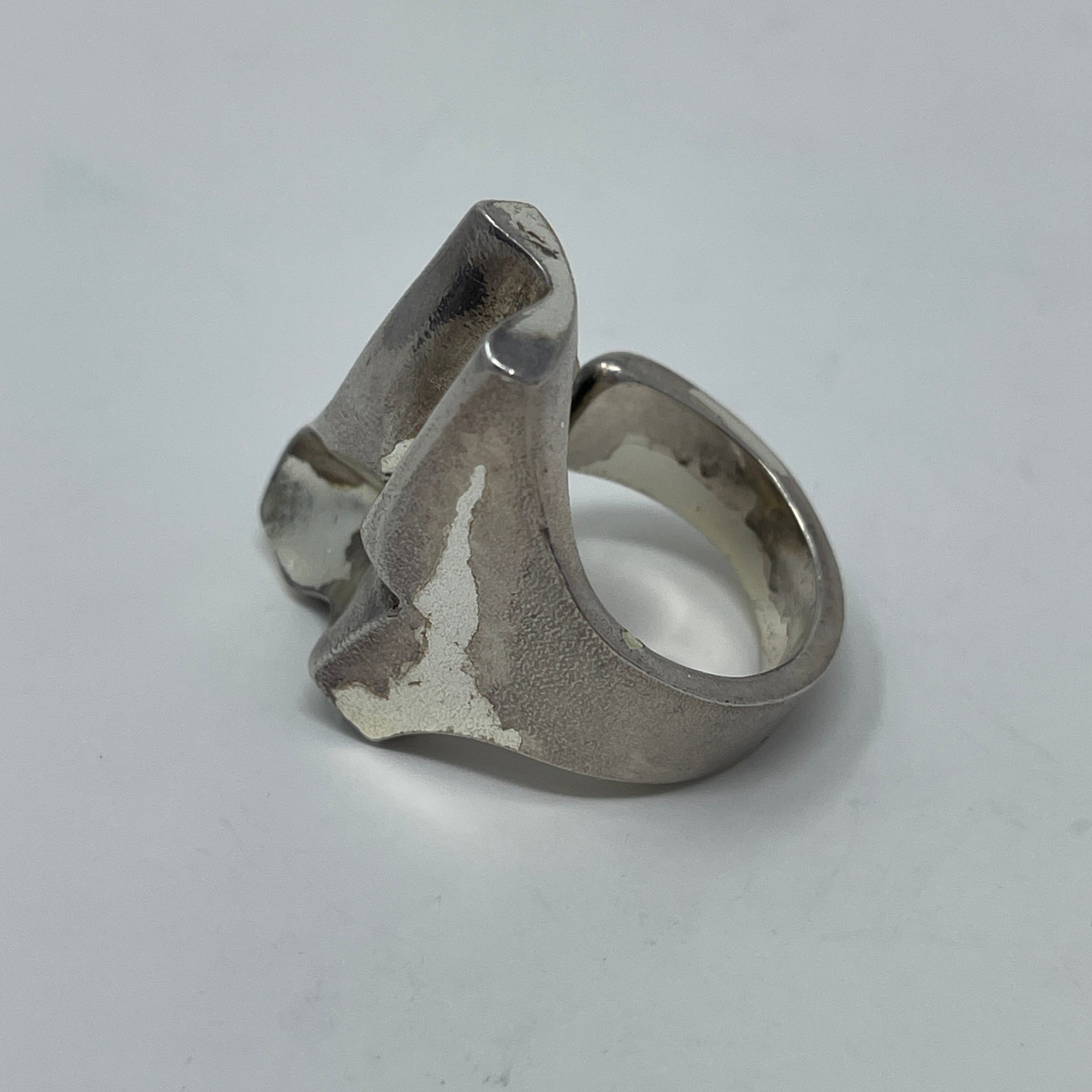 Estate Sterling Silver Lapponia Large Open-ended Abstract Ring by