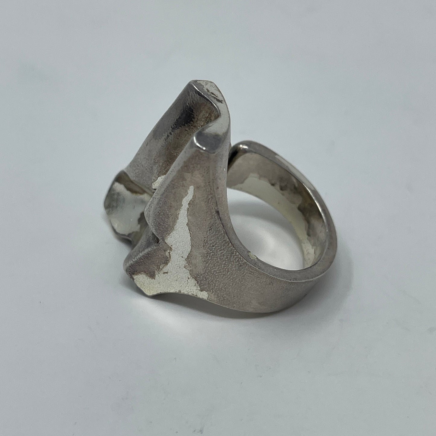 Estate Sterling Silver Lapponia Large Open-ended Abstract Ring by Björn Weckström