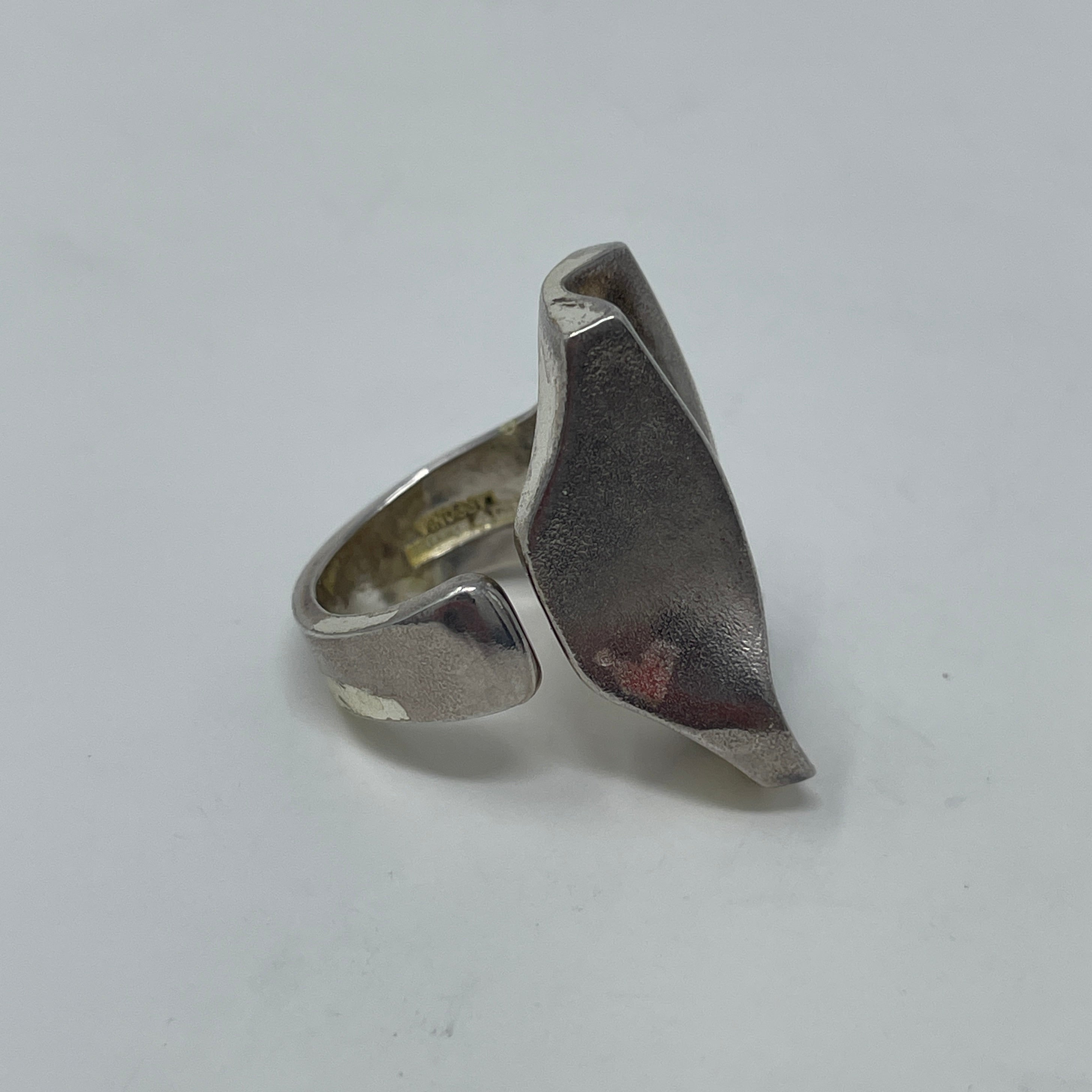 Estate Sterling Silver Lapponia Large Open-ended Abstract Ring by