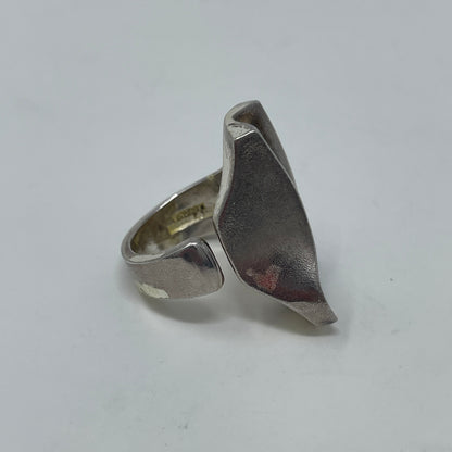 Estate Sterling Silver Lapponia Large Open-ended Abstract Ring by Björn Weckström