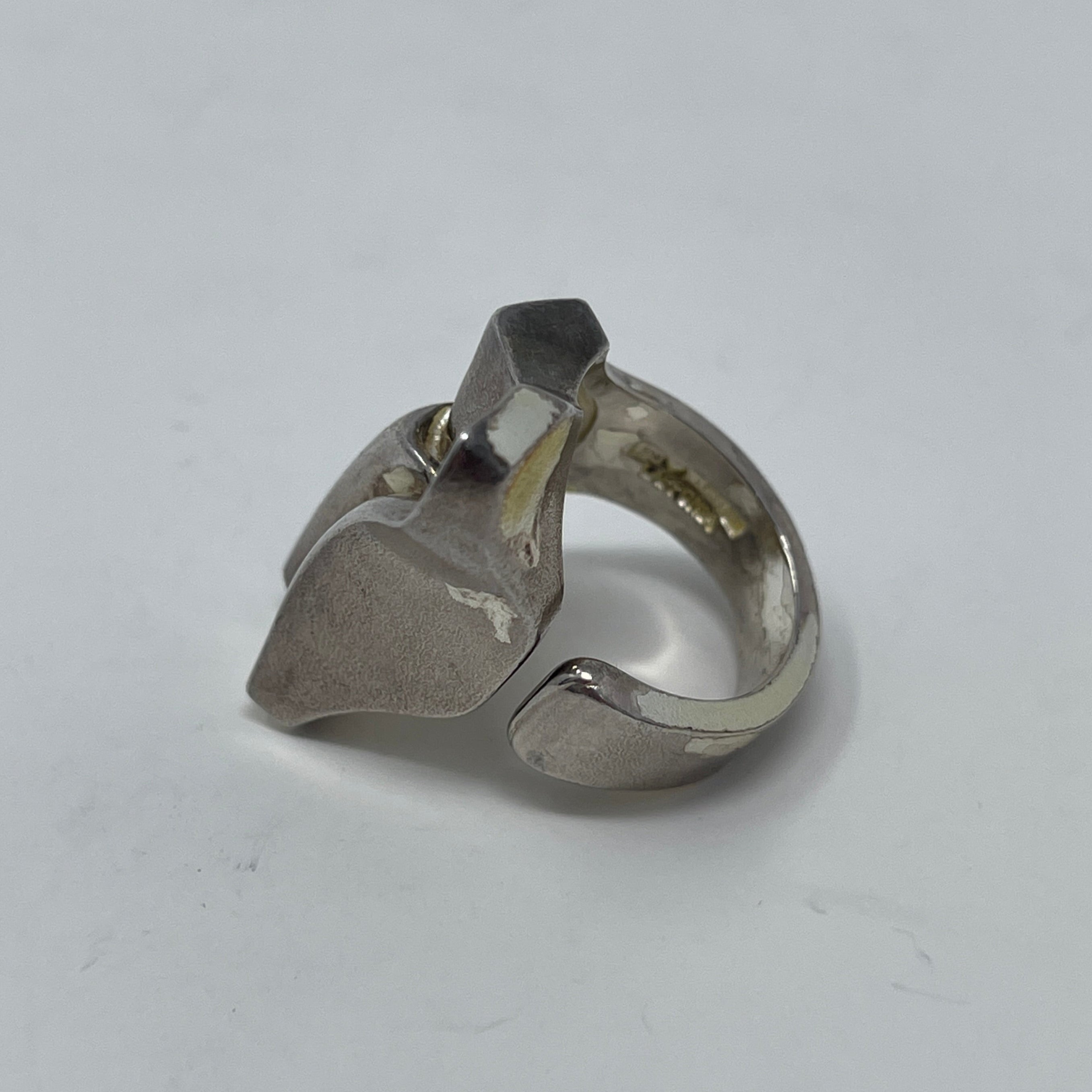 Estate Sterling Silver Lapponia Large Open-ended Abstract Ring by
