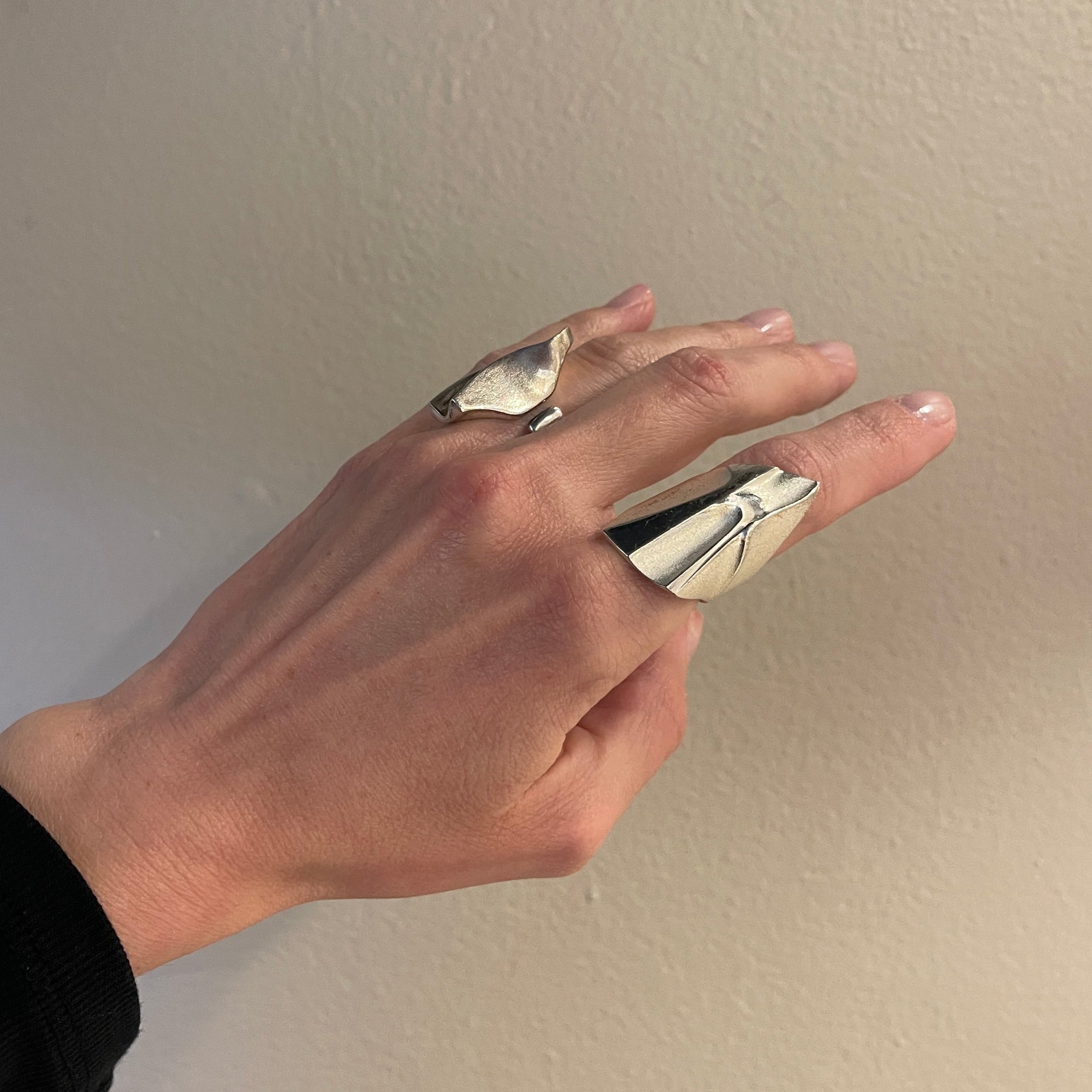 Estate Sterling Silver Lapponia Large Open-ended Abstract Ring by