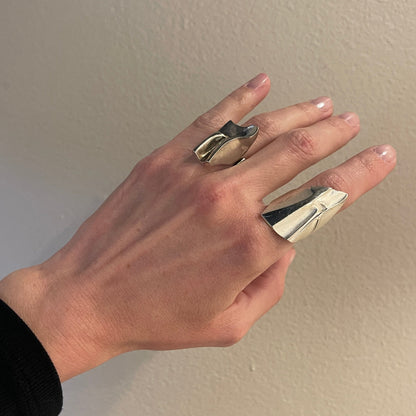 Estate Sterling Silver Lapponia Large Pointed Abstract Ring by Björn Weckström