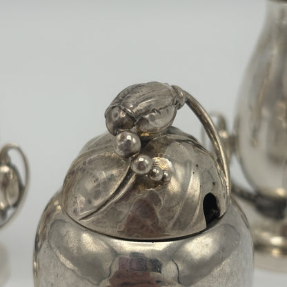 Estate Sterling Silver Blossom Condiment Set 2A